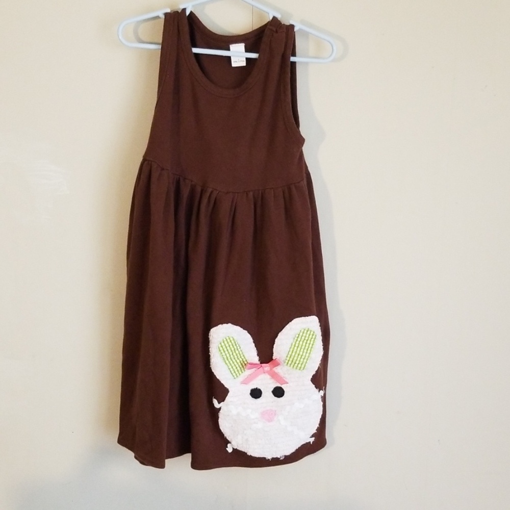 Little Girl's Brown Easter Bunny Dresa